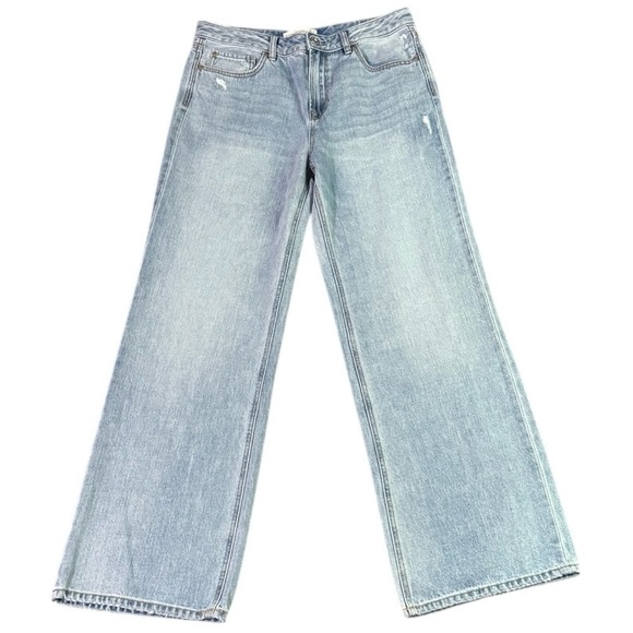 Stradivarius D92 Wide Leg Baggy Straight Jeans Light Blue Women’s 10 - Picture 1 of 10